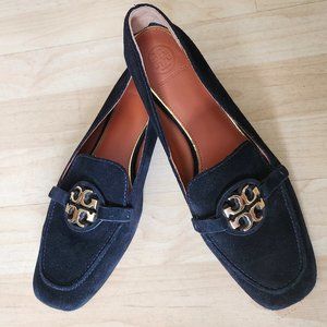 Tory Burch Metal Miller Logo Suede Women's Shoes Size 7.5